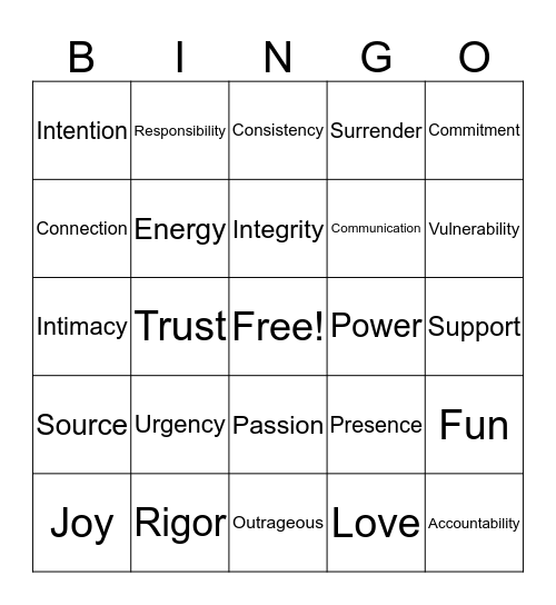 Captains Week Bingo Card