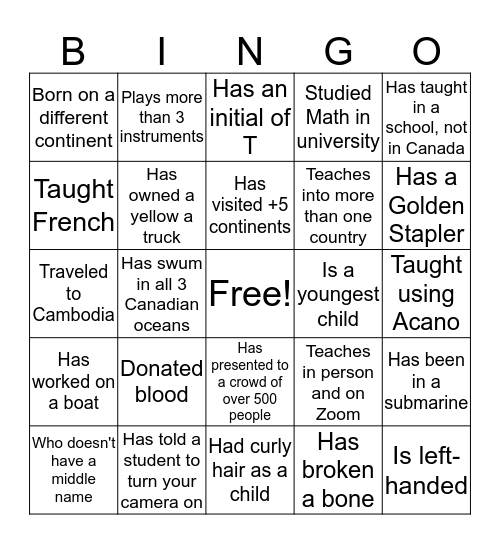OSG Teacher Bingo Card