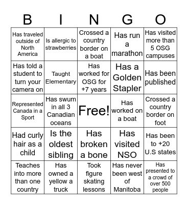OSG Teacher Bingo Card