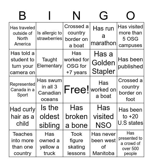 OSG Teacher Bingo Card