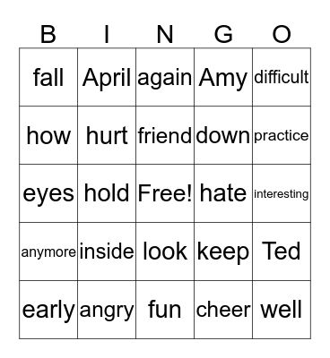 chapter 2 Bingo Card