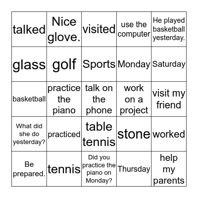 Book 4 (Unit 4) Bingo Card