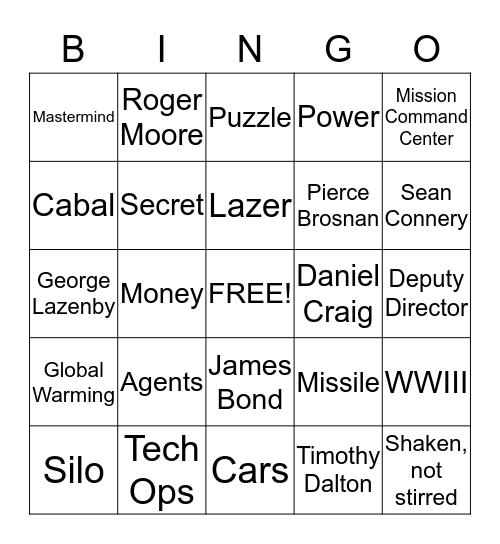 Espionage Bingo Card