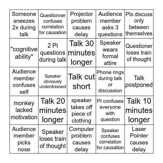 Retreat Talk Bingo (a.k.a staying awake bingo) Bingo Card