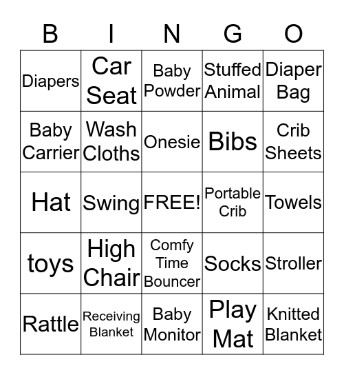 Baby Gift Bingo Card