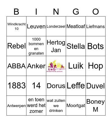 Muziek & Bier 13 december Bingo Card
