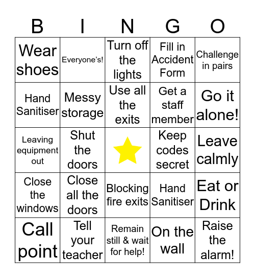 H&S Bingo Card