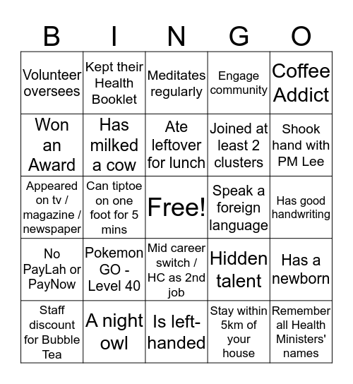 15th ILP - Icebreaker Bingo Card