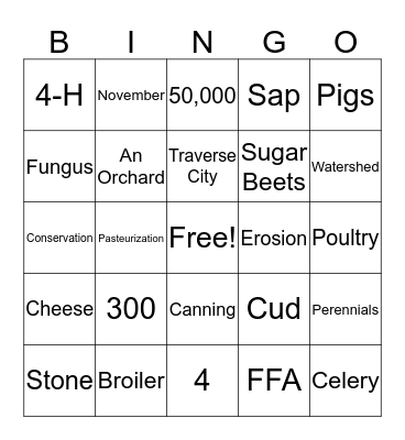 MI Agriculture Bingo Card
