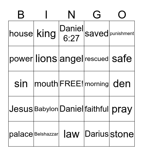 Daniel Bingo Card