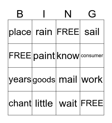 (2)2 Bingo Card