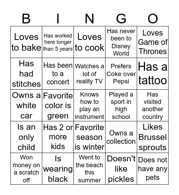 Find someone who Bingo Card