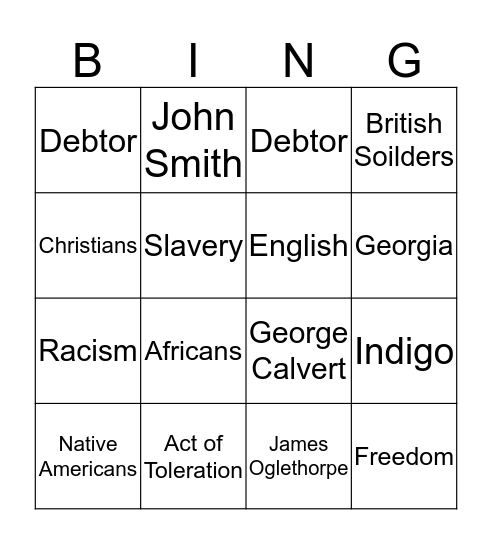 US HISTORY 2.5 Bingo Card
