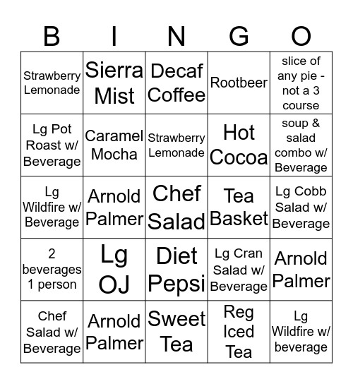 Lettuce Drink Bingo Card