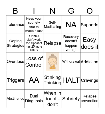 Recovery Bingo Card