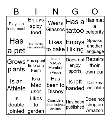 NASW-MA Board Bingo Card