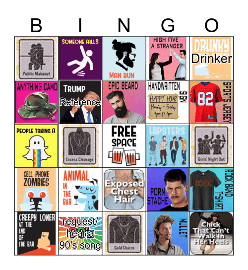 Kelly's 40th Bar Crawl Bingo Card