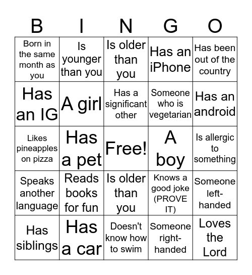 Refuel Bingo Card