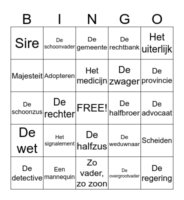 Woordenschat blok 6 Bingo Card