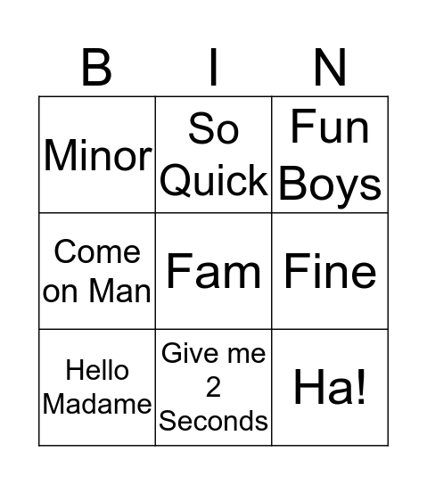 Riaz BingO Card