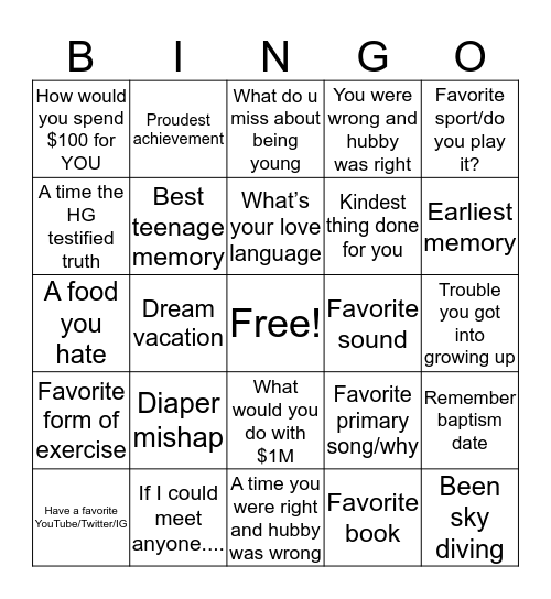 6th Ward Mix & Mingle BINGO Card