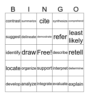 Vocabulary Bingo Card