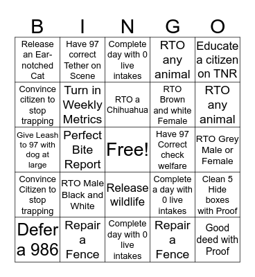 Field Ops Bingo Card