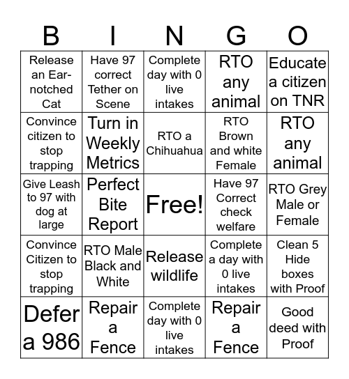 Field Ops Bingo Card