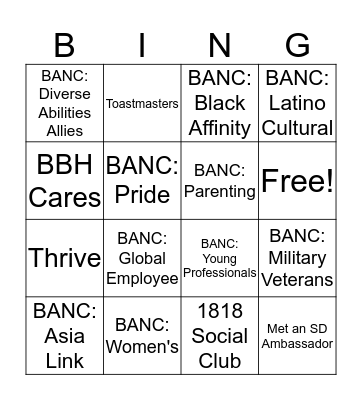 BBH Culture Bingo Card