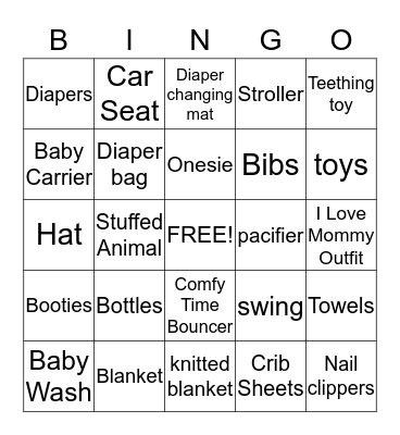 Baby Gift Bingo Card