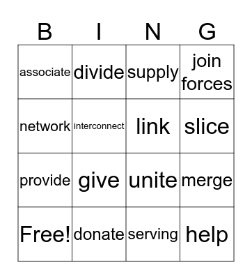 Vocabulary Bingo Card