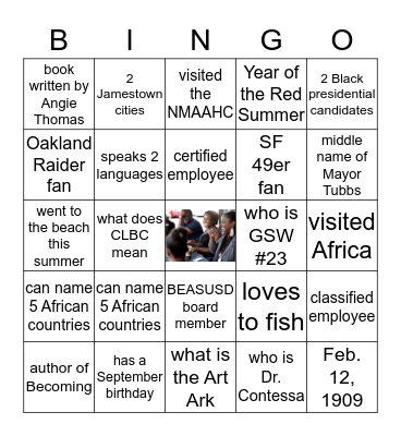 Our People Bingo Card