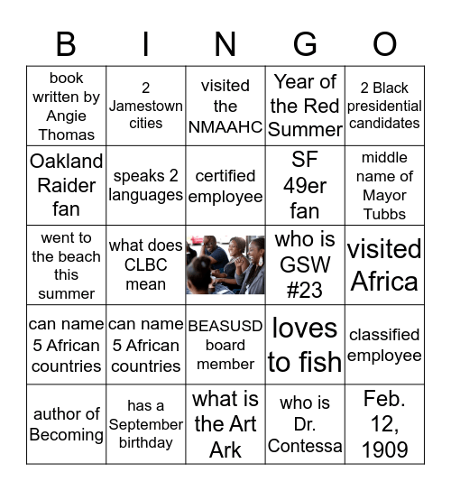 Our People Bingo Card