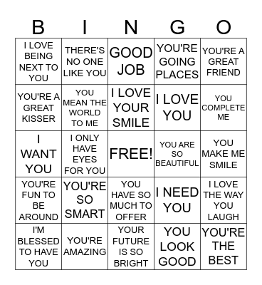 WORDS OF AFFIRMATION Bingo Card
