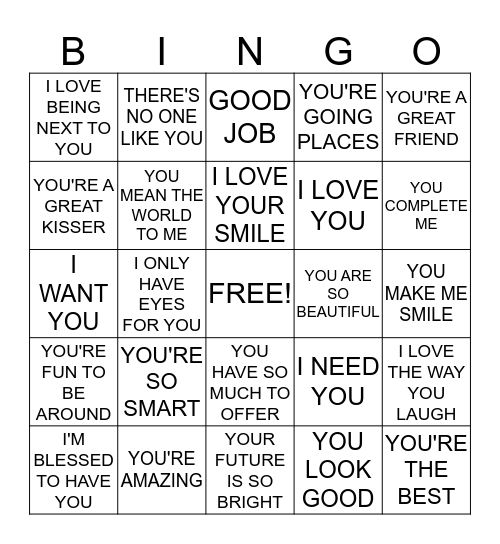 WORDS OF AFFIRMATION Bingo Card
