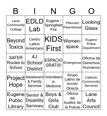 Foro Comunitario sobre la Seguridad Pública Bingo Card