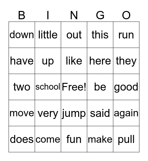 Bingo First Grade Unit 1 Bingo Card