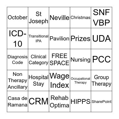 FUN with PDPM Bingo Card