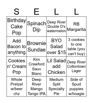 Sell Sell Sell! Bingo Card