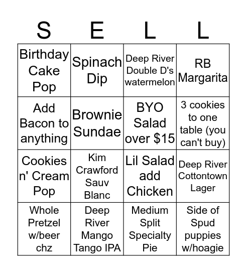 Sell Sell Sell! Bingo Card