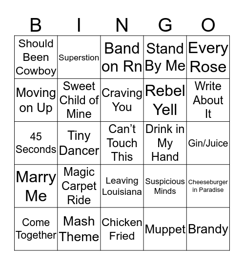 Music Bingo 1-17 Bingo Card