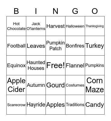 Fall Bingo Card
