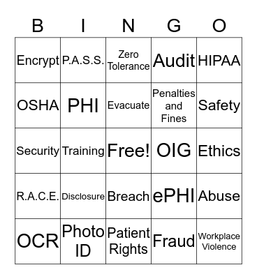 COMPLIANCE WEEK BINGO Card
