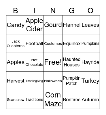 Fall Bingo Card