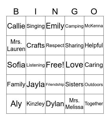 Welcome Back Troop 371 Bingo Card