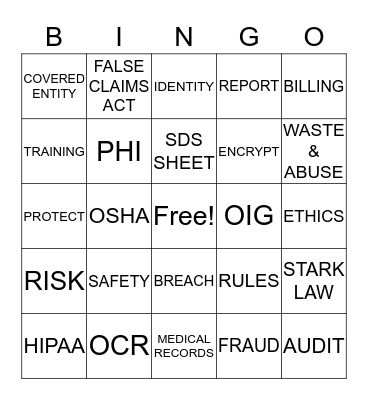 COMPLIANCE WEEK BINGO Card