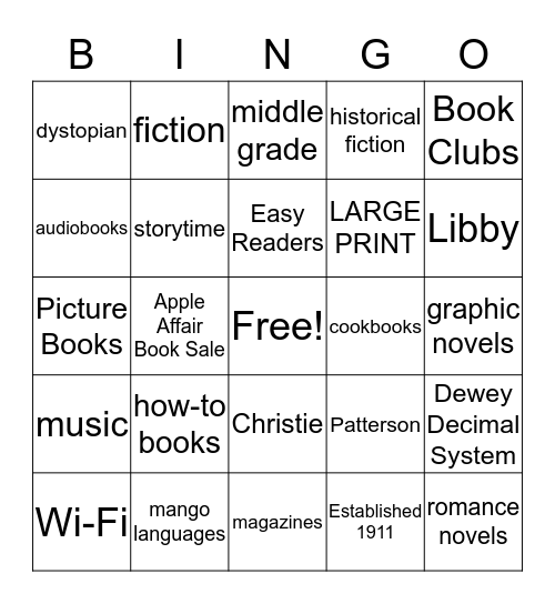 Galesville Public Library Bingo Card