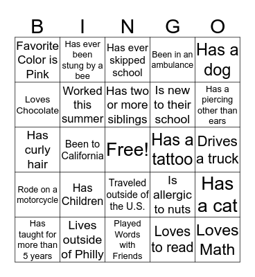 EPIC Bingo Card