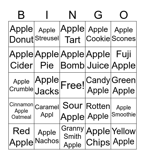 Bristol Bingo - Apple Edition Bingo Card