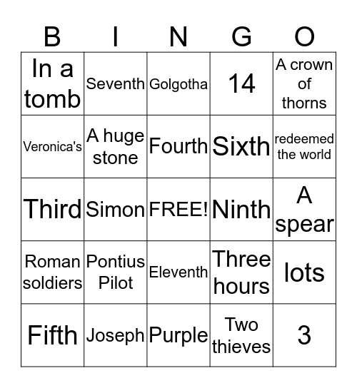 Stations of the Cross Bingo Card